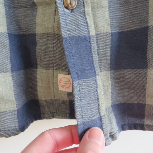 MARINE LAYER Buffalo Plaid Check Cotton Shirt in Green Blue Casual Men's Size L - Picture 8 of 15